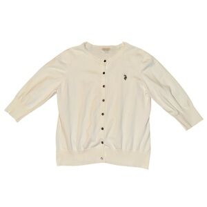 Ralph Lauren U.S. Polo Assn. embroidered jockey white cardigan women’s XL